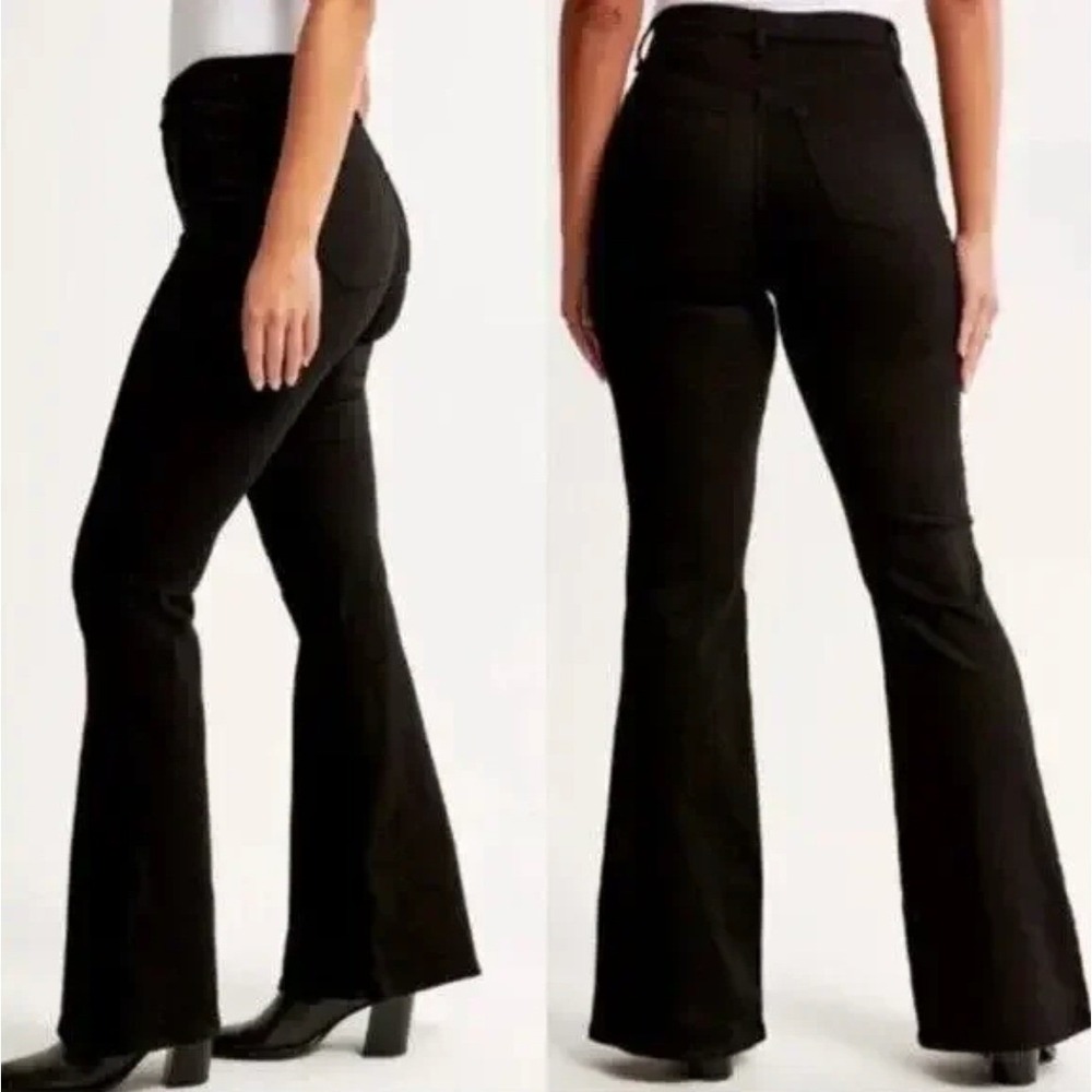 Abercrombie & Fitch The Flare Ultra High Rise Black Jeans Women's 32 / 14 R